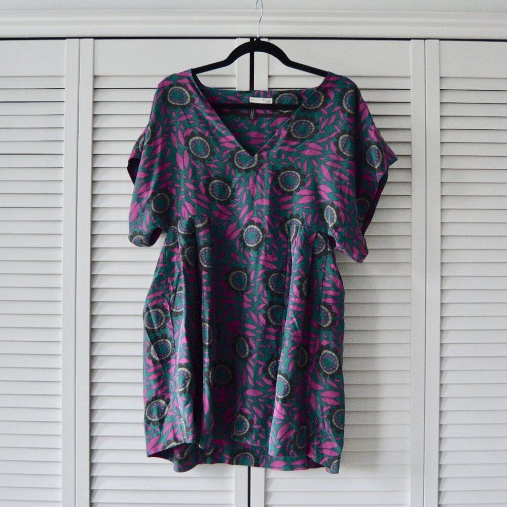 Hoss Intropia Size 38 100% Silk Print Tunic Shirt Mini Dress | Size 38